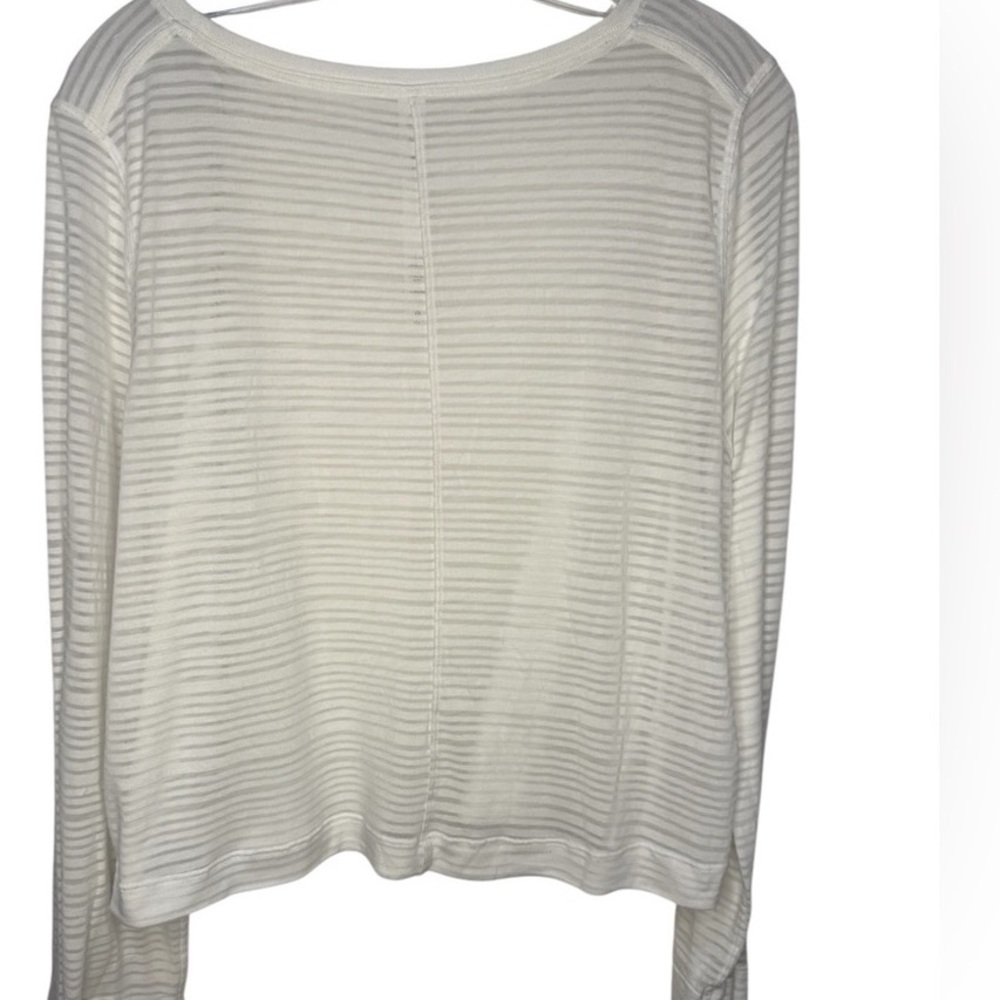 Elegant Cream Striped Long Sleeve Top